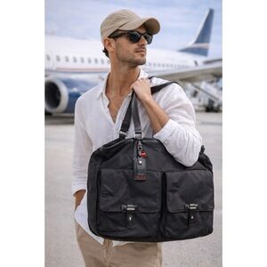 Tumi Travel Bag Nylon Leather Trim Business Laptop Commuter Carry-On Black